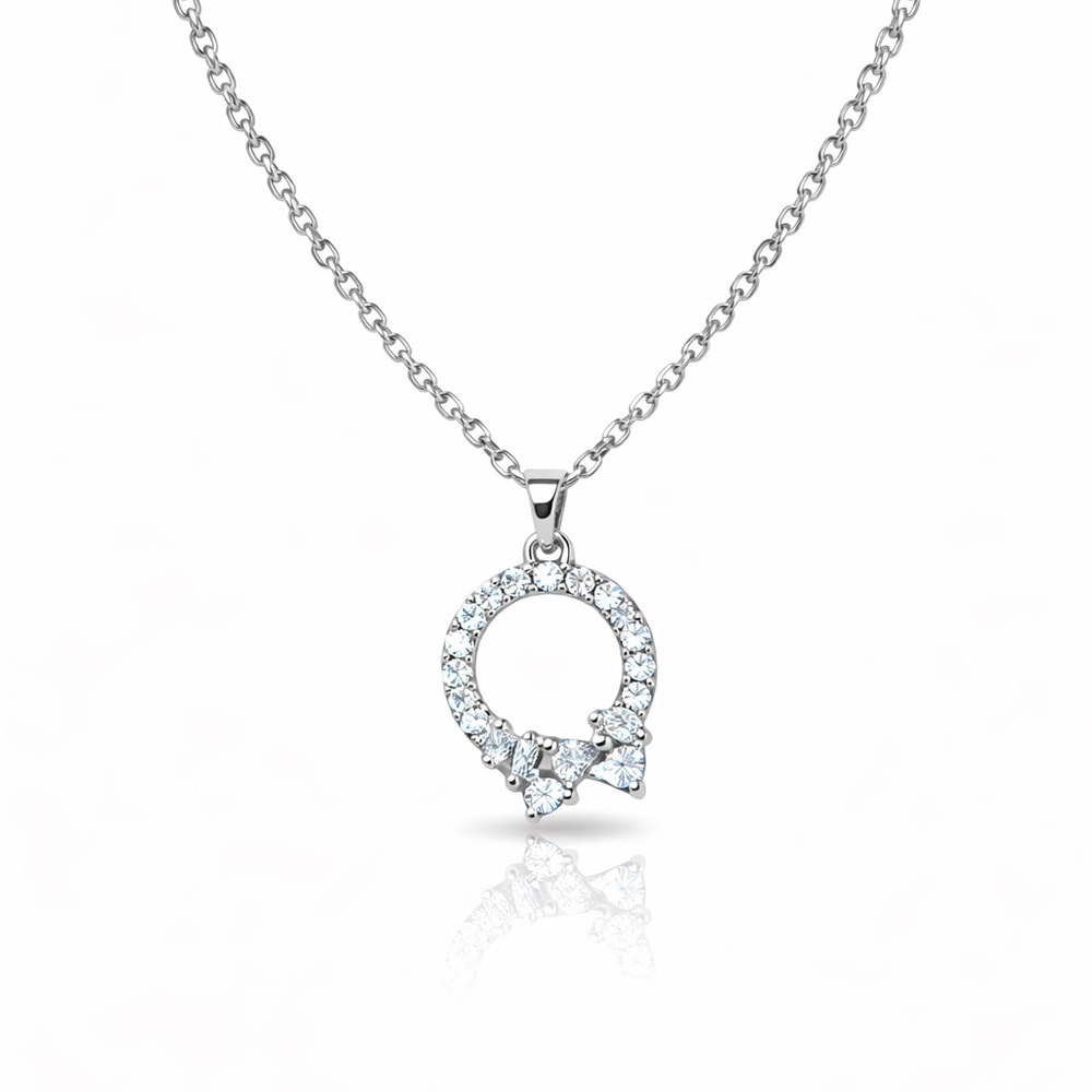 Chic Stainless Steel Silver Necklace with CZ